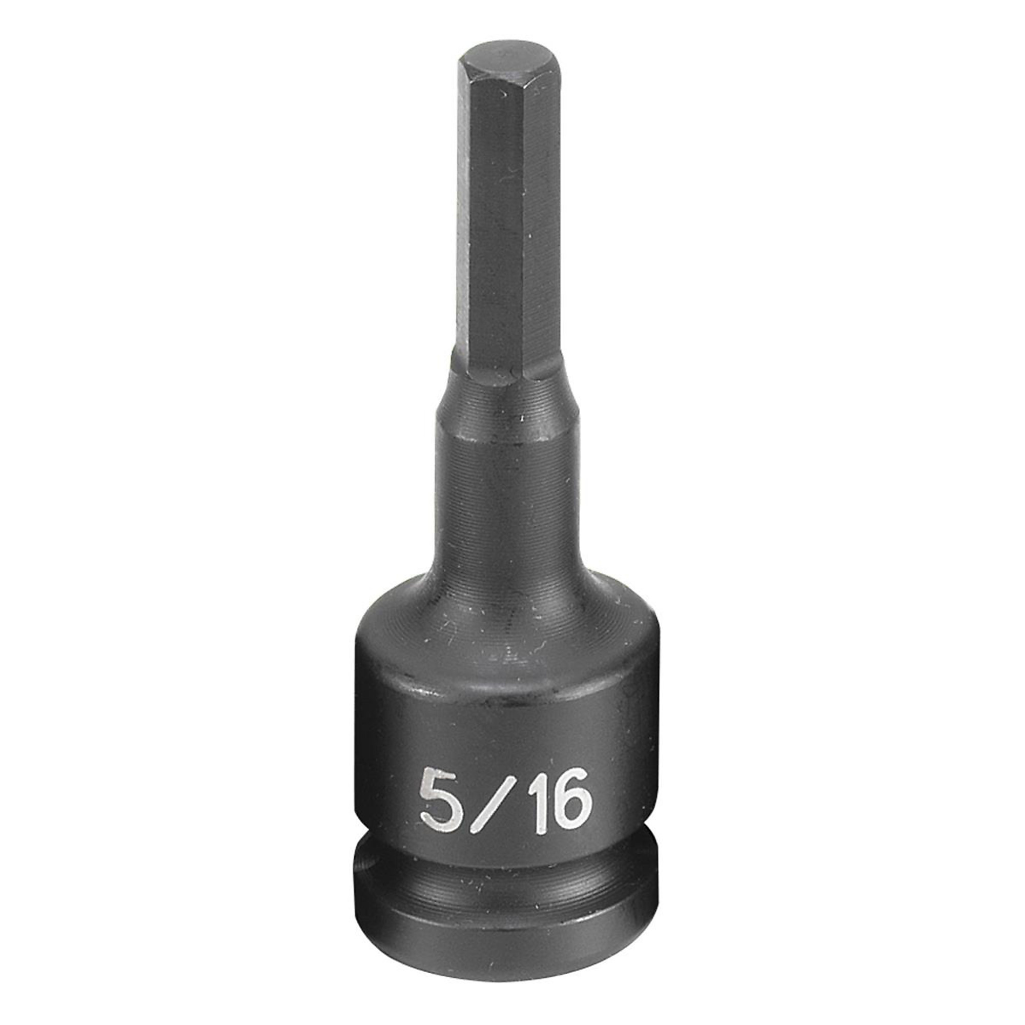 Grey Pneumatic Impact Hex Driver Socket — 5/16in., 1/2in. Drive, Chrome-Molybdenum Steel, Model# GRE2910F